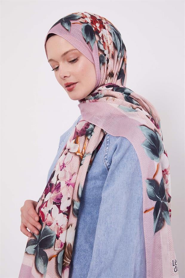 Pembe Zigzag Pamuklu Şal