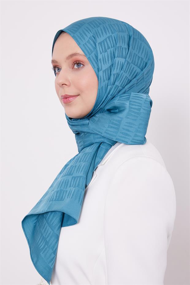 Petrol Mavi Damla Desen Blue Jakar Şal