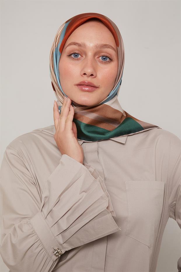 Petrol Mavisi Twill Saf İpek Eşarp