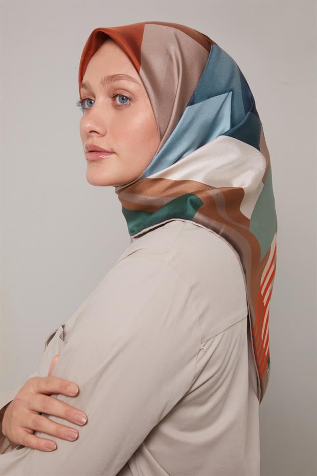 Petrol Mavisi Twill Saf İpek Eşarp