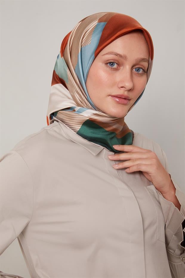 Petrol Mavisi Twill Saf İpek Eşarp