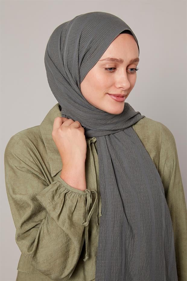 Petrol Yeşili Kendinden Dokulu Natural Line Şal