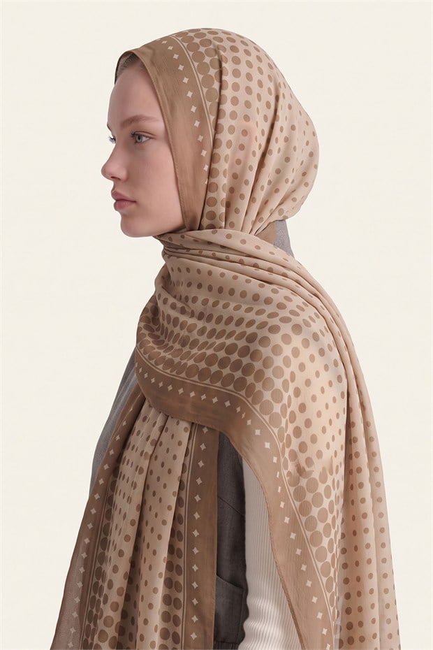 Puantiye Desenli Royal Şal Camel