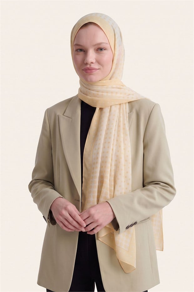 Puantiye Desenli Royal Şal Sarı