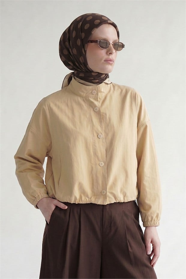 Puantiyeli Twill İpek Eşarp Acı Kahve