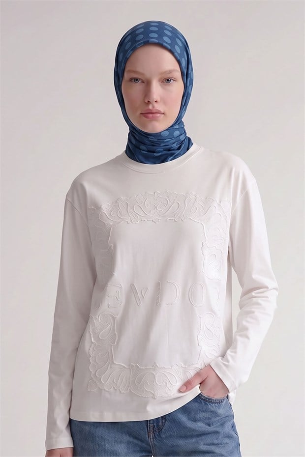 Puantiyeli Twill İpek Eşarp İndigo