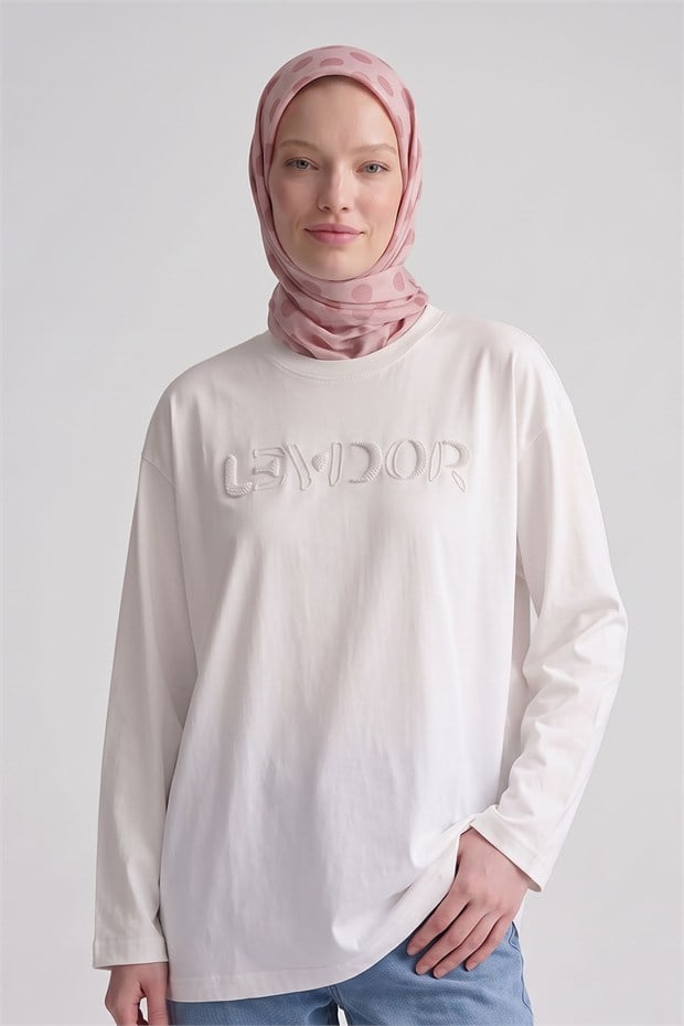 Puantiyeli Twill İpek Eşarp Pembe