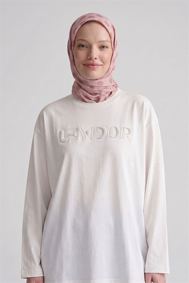Puantiyeli Twill İpek Eşarp Pembe