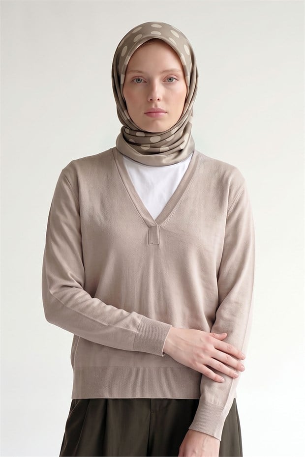 Puantiyeli Twill İpek Eşarp Yeşil