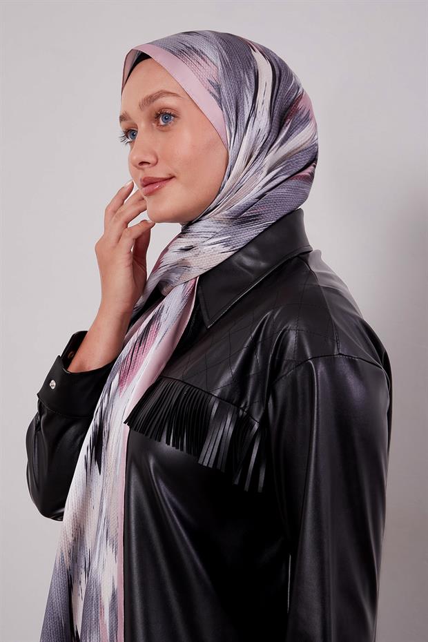 Pudra Alacalı Desen Twill Şal