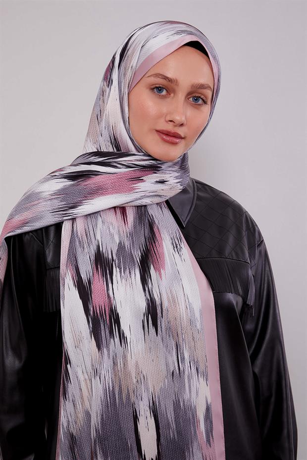 Pudra Alacalı Desen Twill Şal