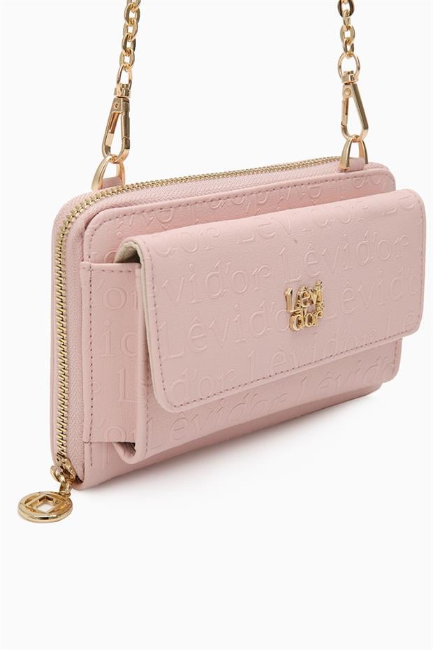 Pudra Baskılı Yatay Zincirli Cüzdan