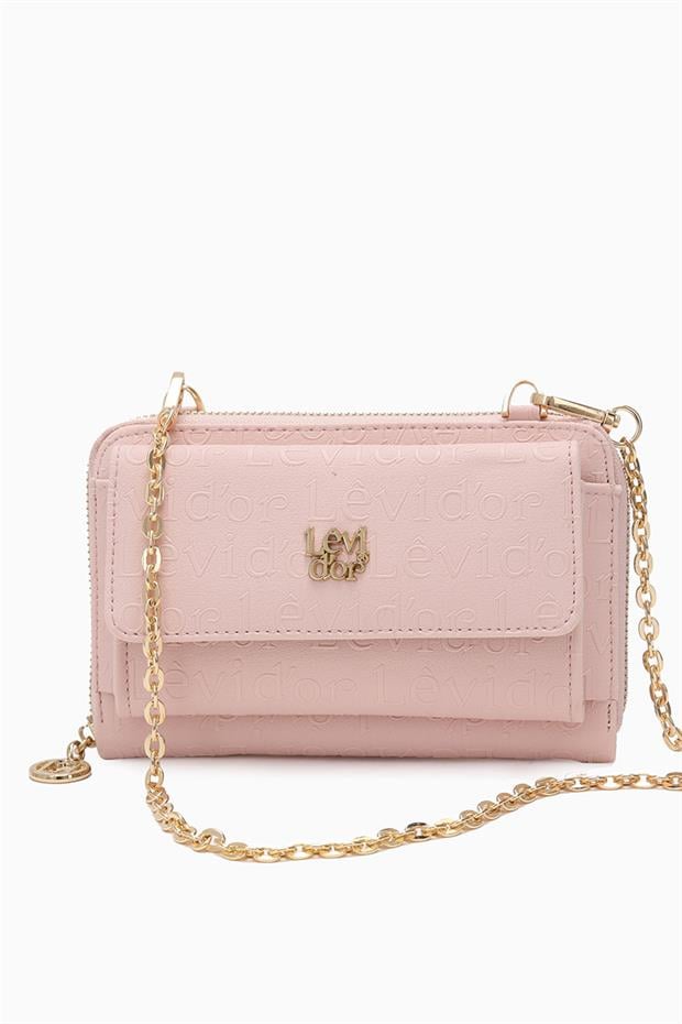 Pudra Baskılı Yatay Zincirli Cüzdan