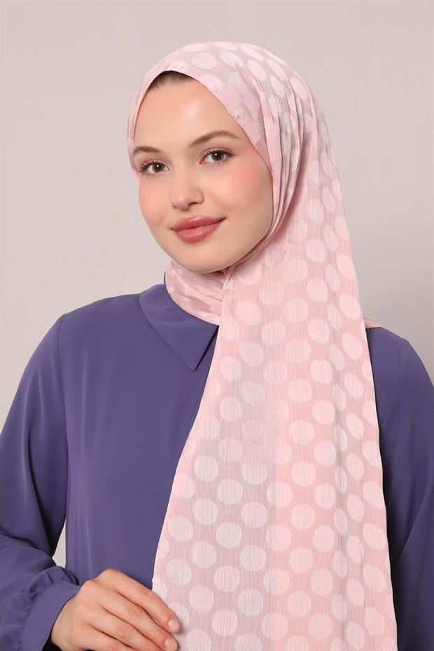 Pudra Benek Desenli Jakar Capri Şal