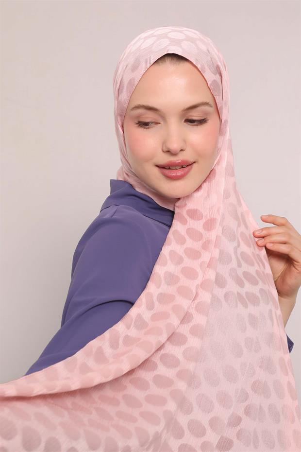 Pudra Benek Desenli Jakar Capri Şal