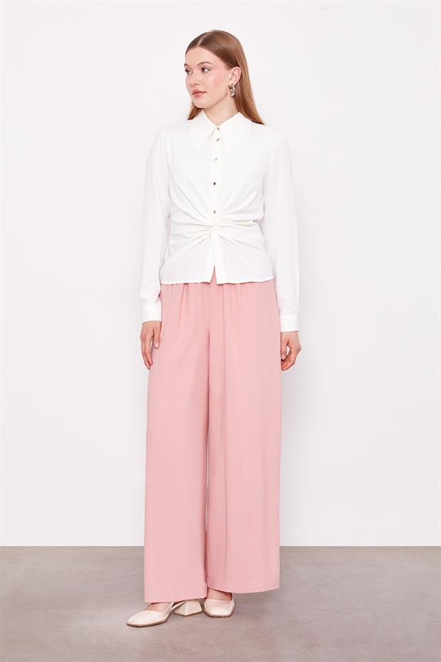 Pudra Bol Paça Beli Lastik Pantolon