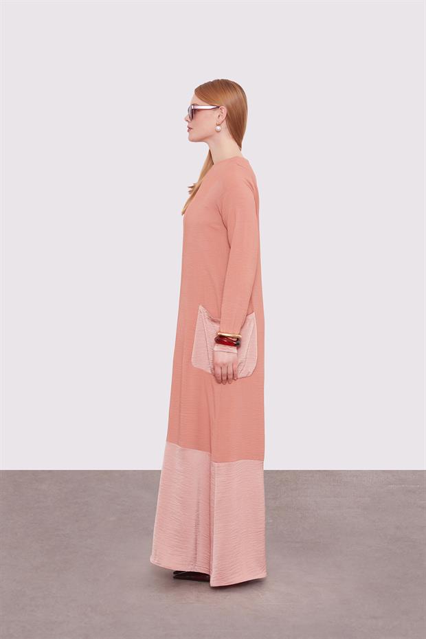 Pudra Büyük Cep Detaylı Elbise