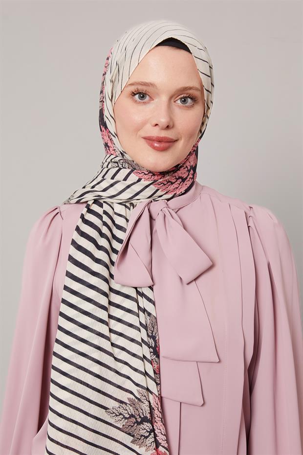 Pudra Çam Desen Pamuk Şal