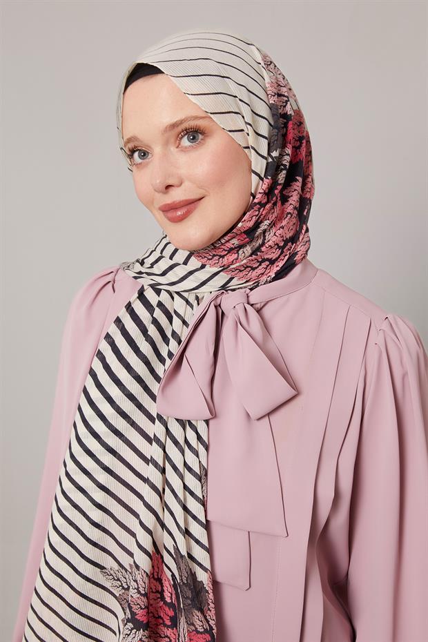 Pudra Çam Desen Pamuk Şal
