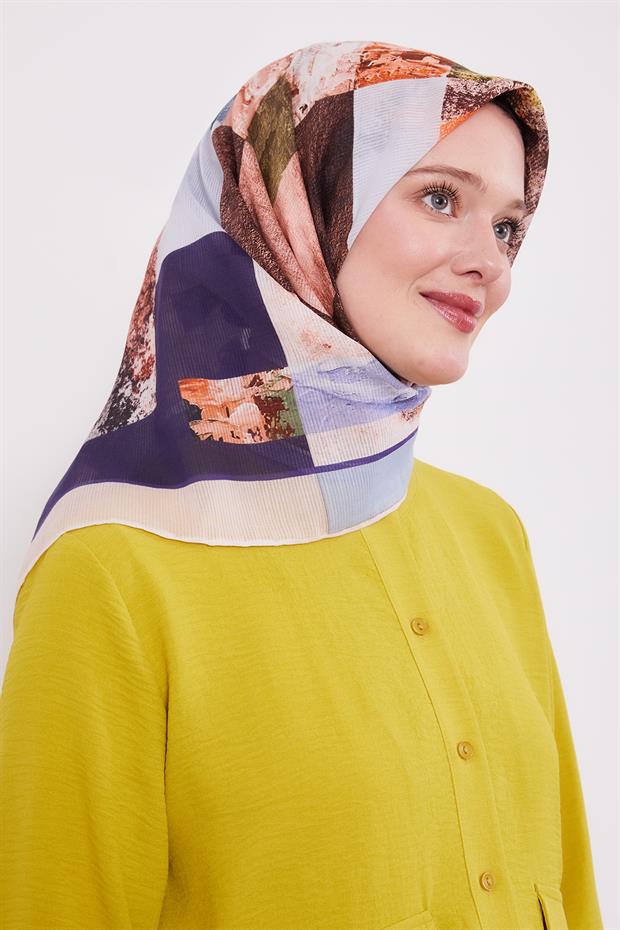 Pudra Çizgili Batik Pamuk Eşap