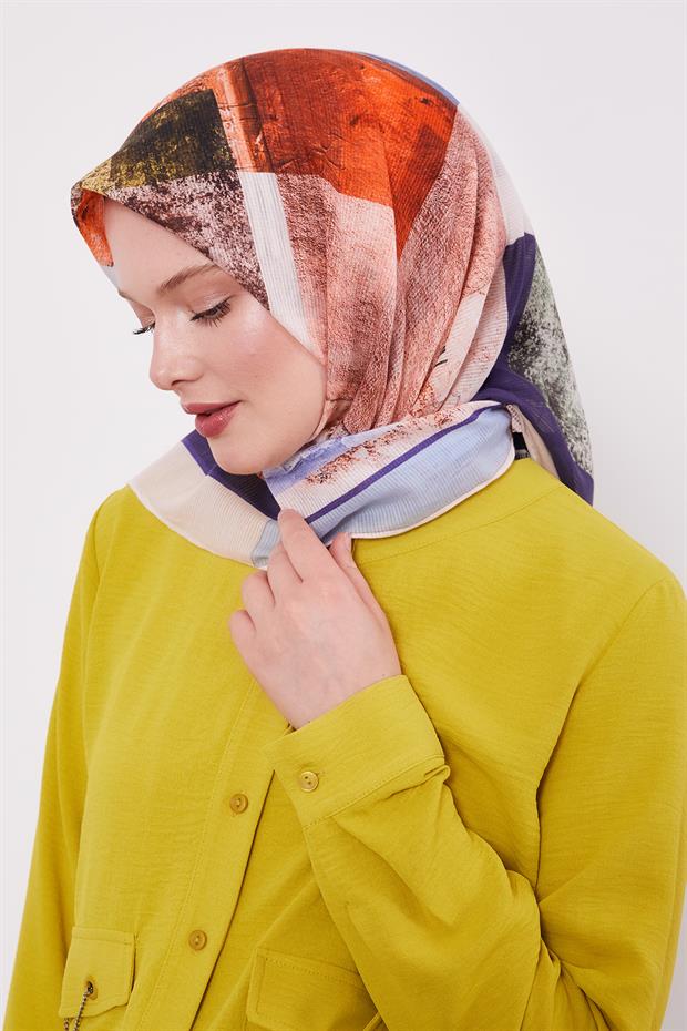 Pudra Çizgili Batik Pamuk Eşap