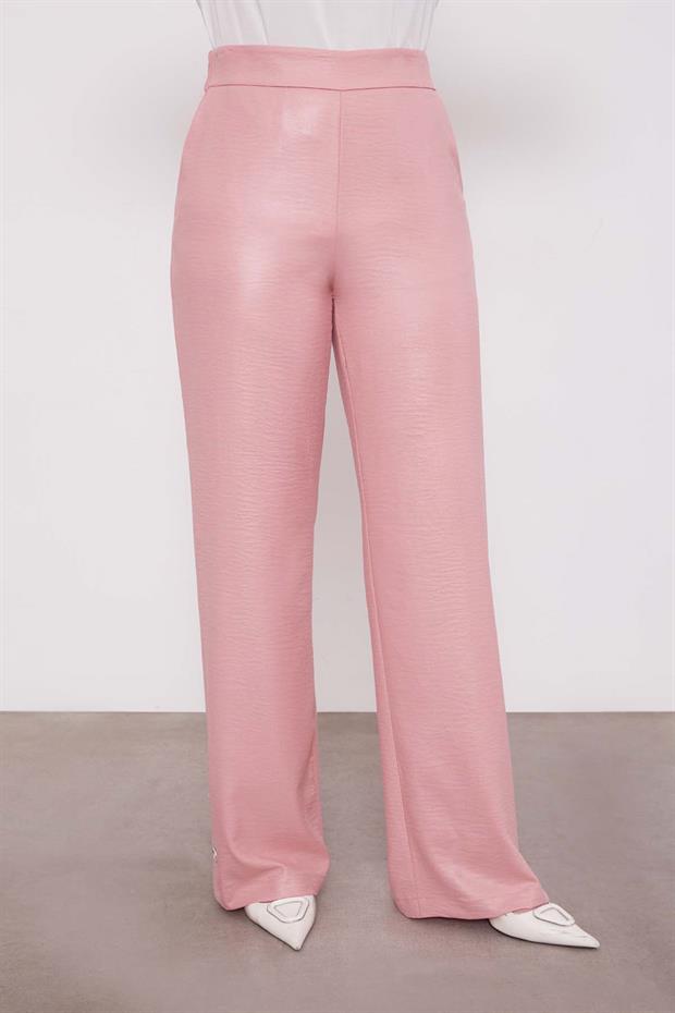 Pudra Düğme Detaylı Bisiklet Yaka İkili Takım