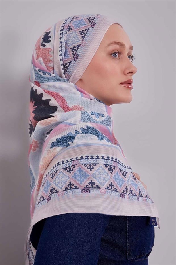 Pudra Motif Desen Pamuk Eşarp