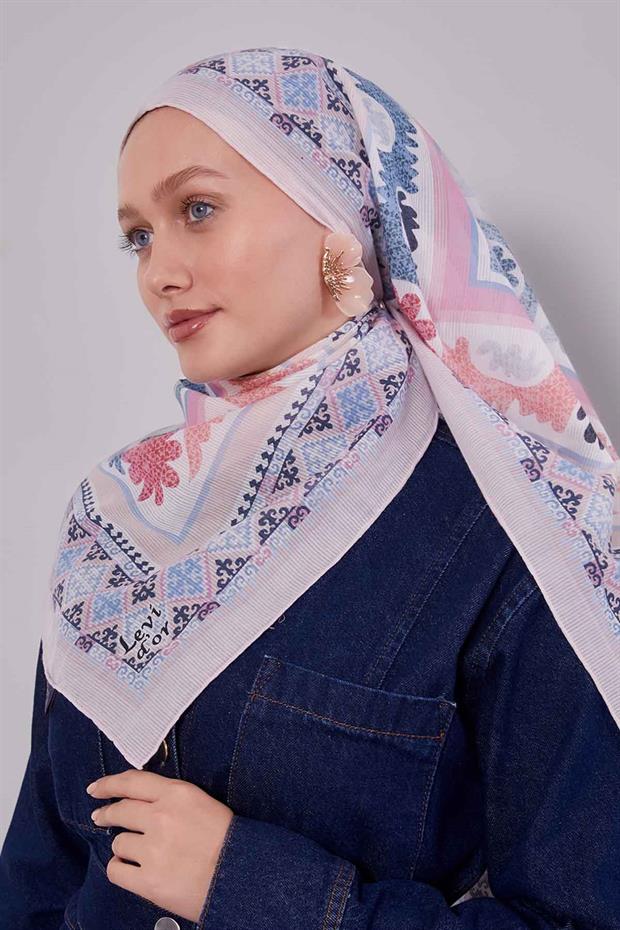 Pudra Motif Desen Pamuk Eşarp