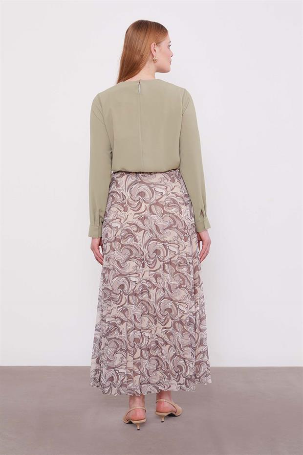 Pudra Etnik Desen Piliseli Etek