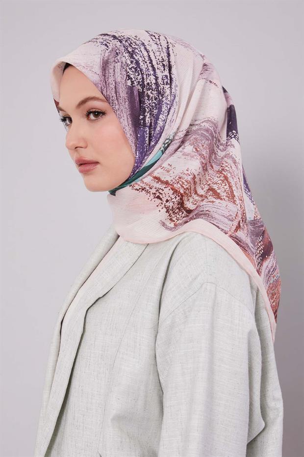 Pudra Fırça Desen Pamuk Eşarp