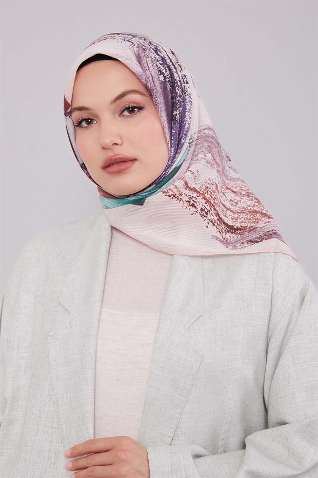 Pudra Fırça Desen Pamuk Eşarp