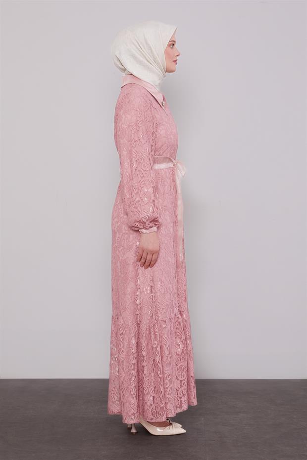 Pudra Gömlek Yaka Ferace