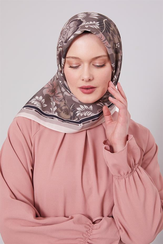 Pudra Gül Desen Aura Eşarp