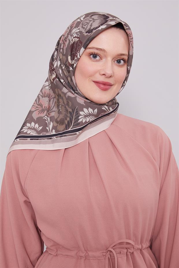 Pudra Gül Desen Aura Eşarp