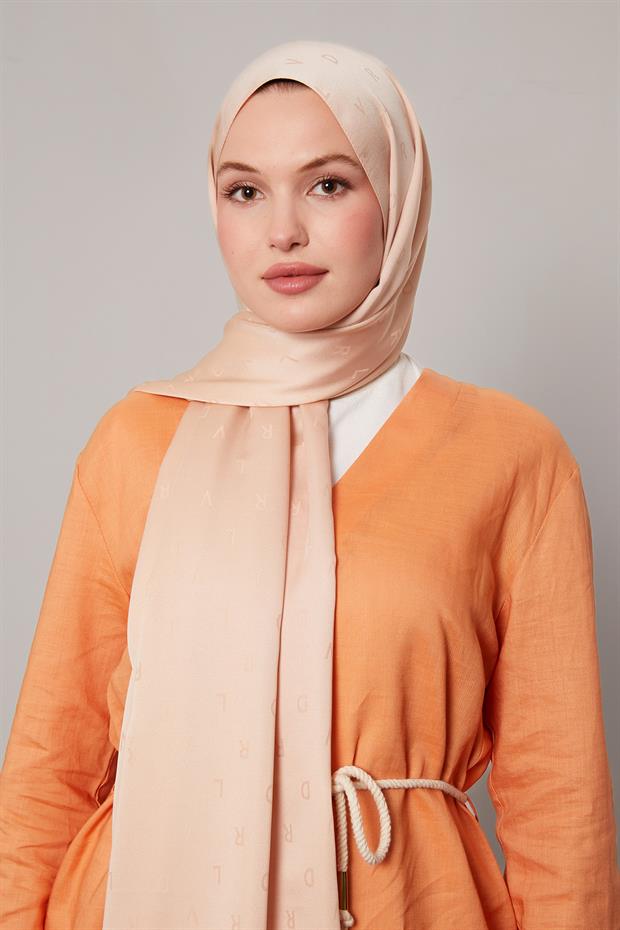 Pudra Mini LVD Baskılı Jakarlı Şal