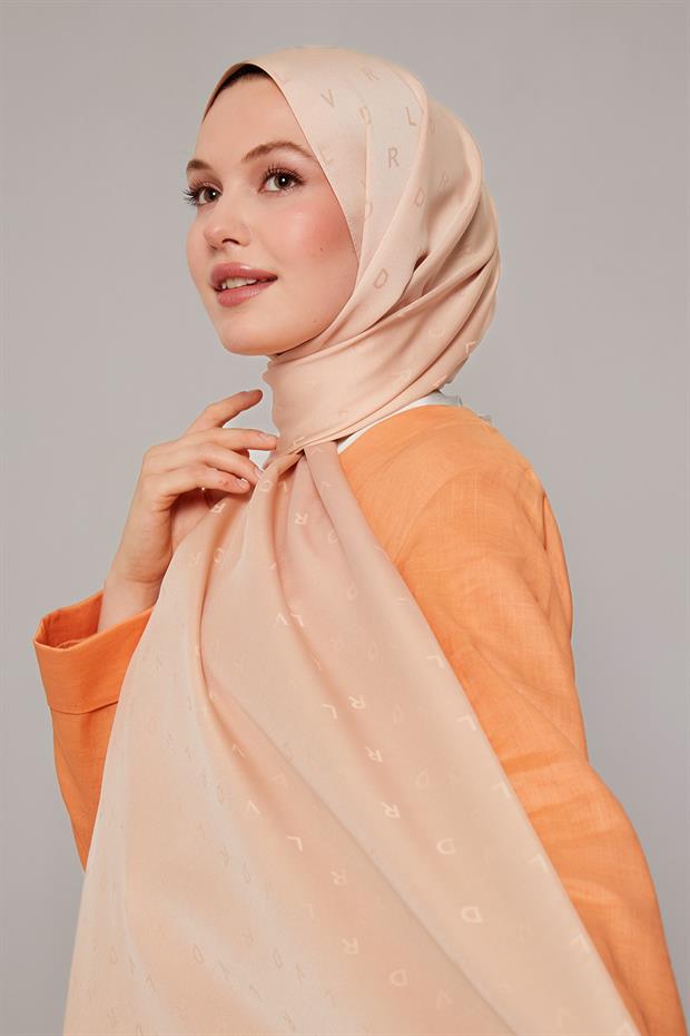 Pudra Mini LVD Baskılı Jakarlı Şal