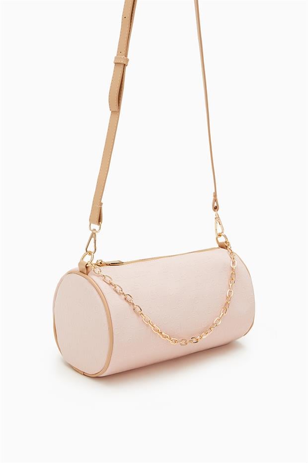 Pudra Baskılı Silindir Model El Çantası