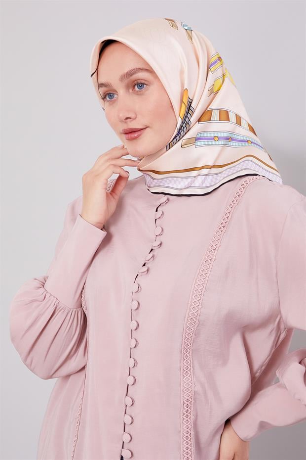 Pudra Twill İpek Eşarp Lunera Koleksiyonu