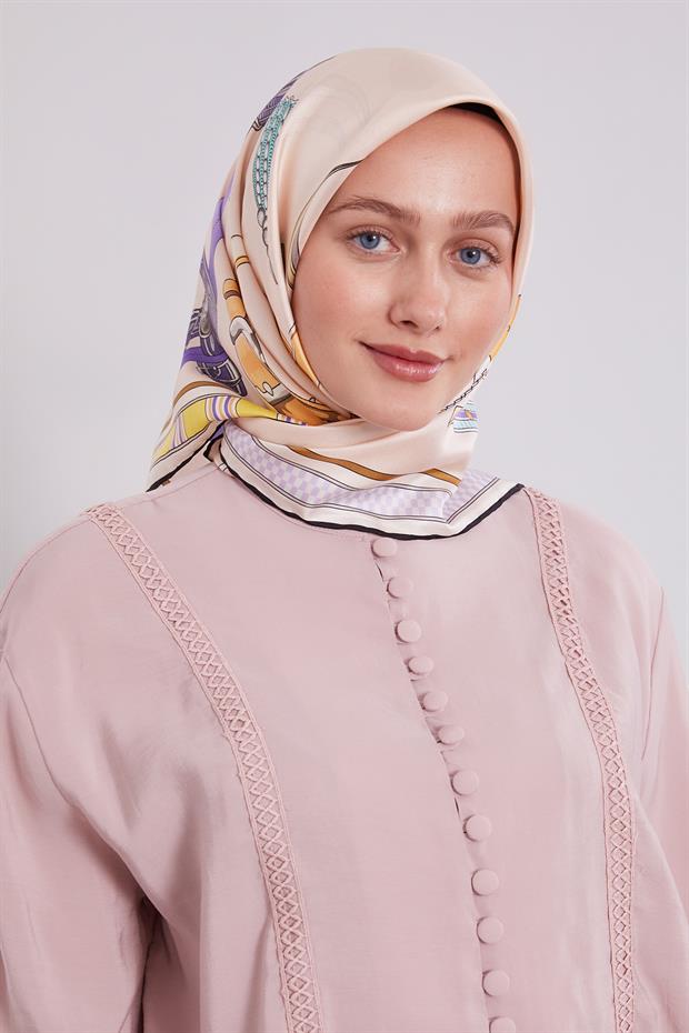Pudra Twill İpek Eşarp Lunera Koleksiyonu