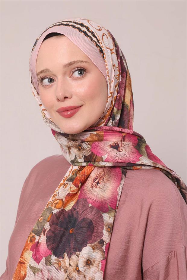 Pudra Varak Desen Pamuk Şal