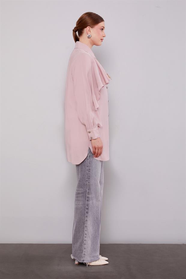 Pudra Volan Detaylı Gömlek
