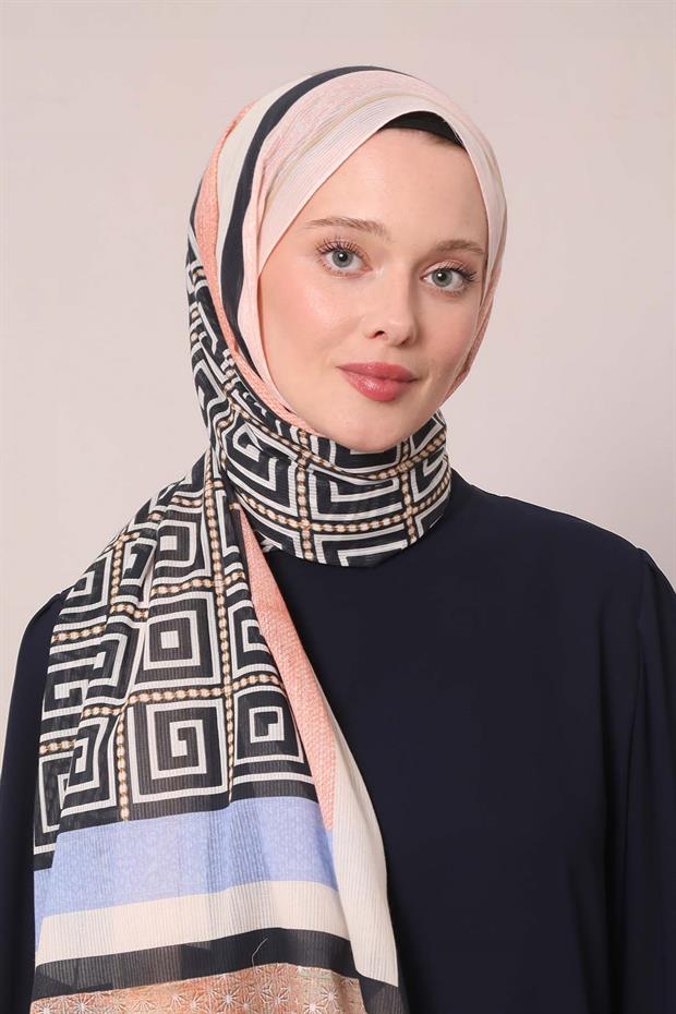 Pudra Yıldız Desen Pamuk Şal