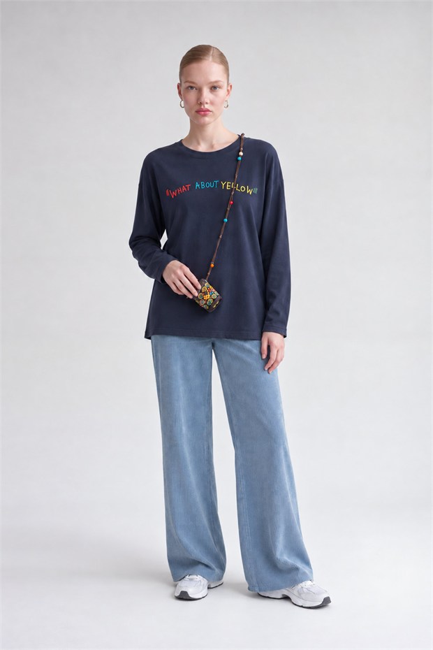 Rahat Kesim İnce Sweat İndigo
