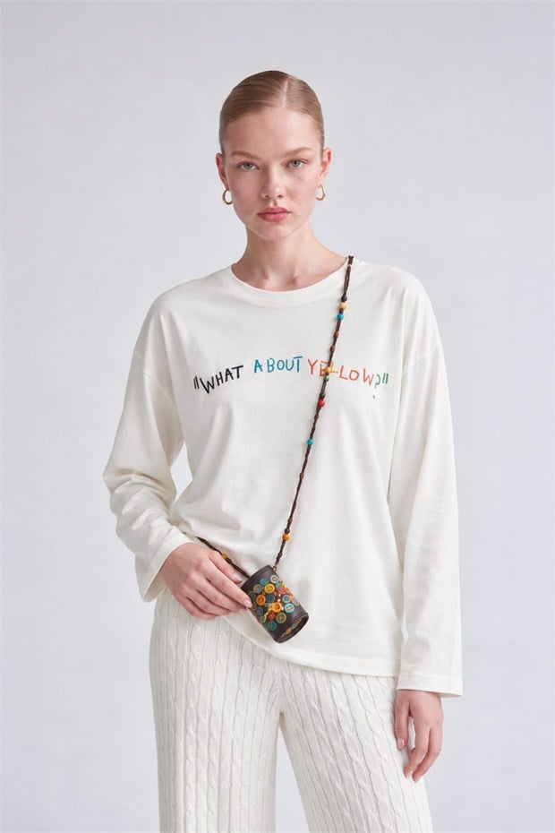 Rahat Kesim İnce Sweat Kırık Beyaz