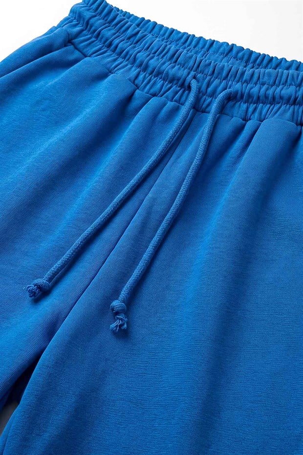 Saks Beli Lastikli Bağıcıklı Pantolon
