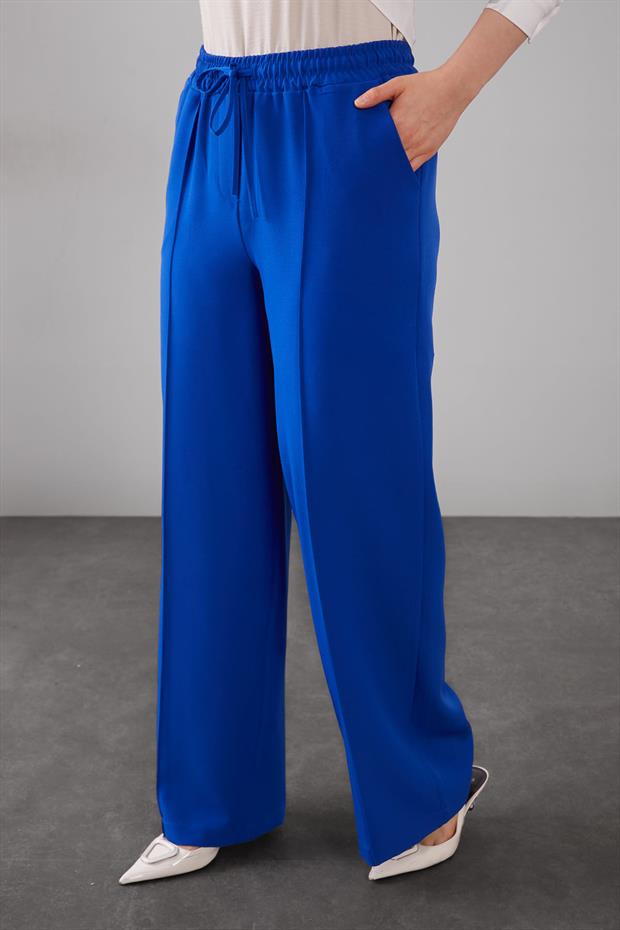 Saks Beli Lastikli Nervür Dikişli Pantolon