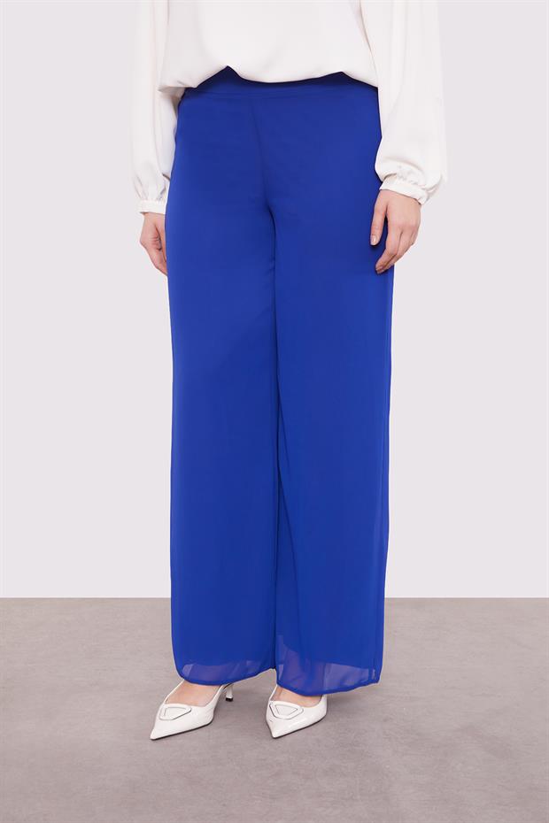 Saks Bol Paça Şifon Pantolon