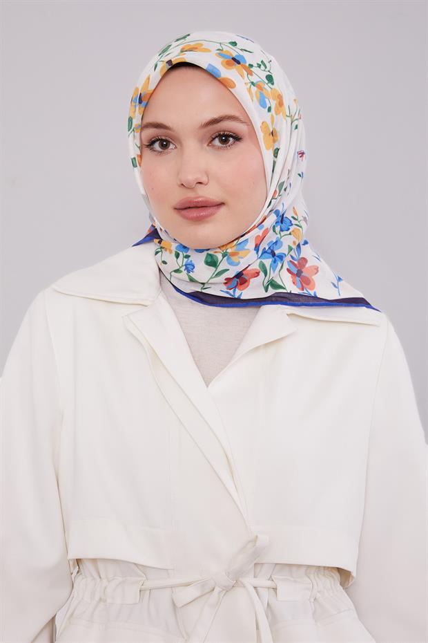 Saks Çiçek Dalı Desen Soft Eşarp