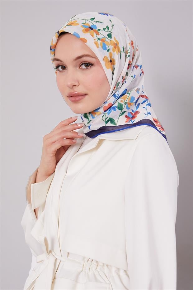 Saks Çiçek Dalı Desen Soft Eşarp