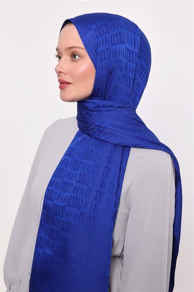 Saks Damla Desen Blue Jakar Şal